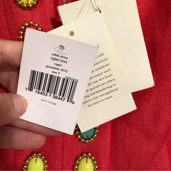 NWT Kate Spade Edith Linen Jeweled Sleeveless Dress Size 2 - Picture 7 of 11